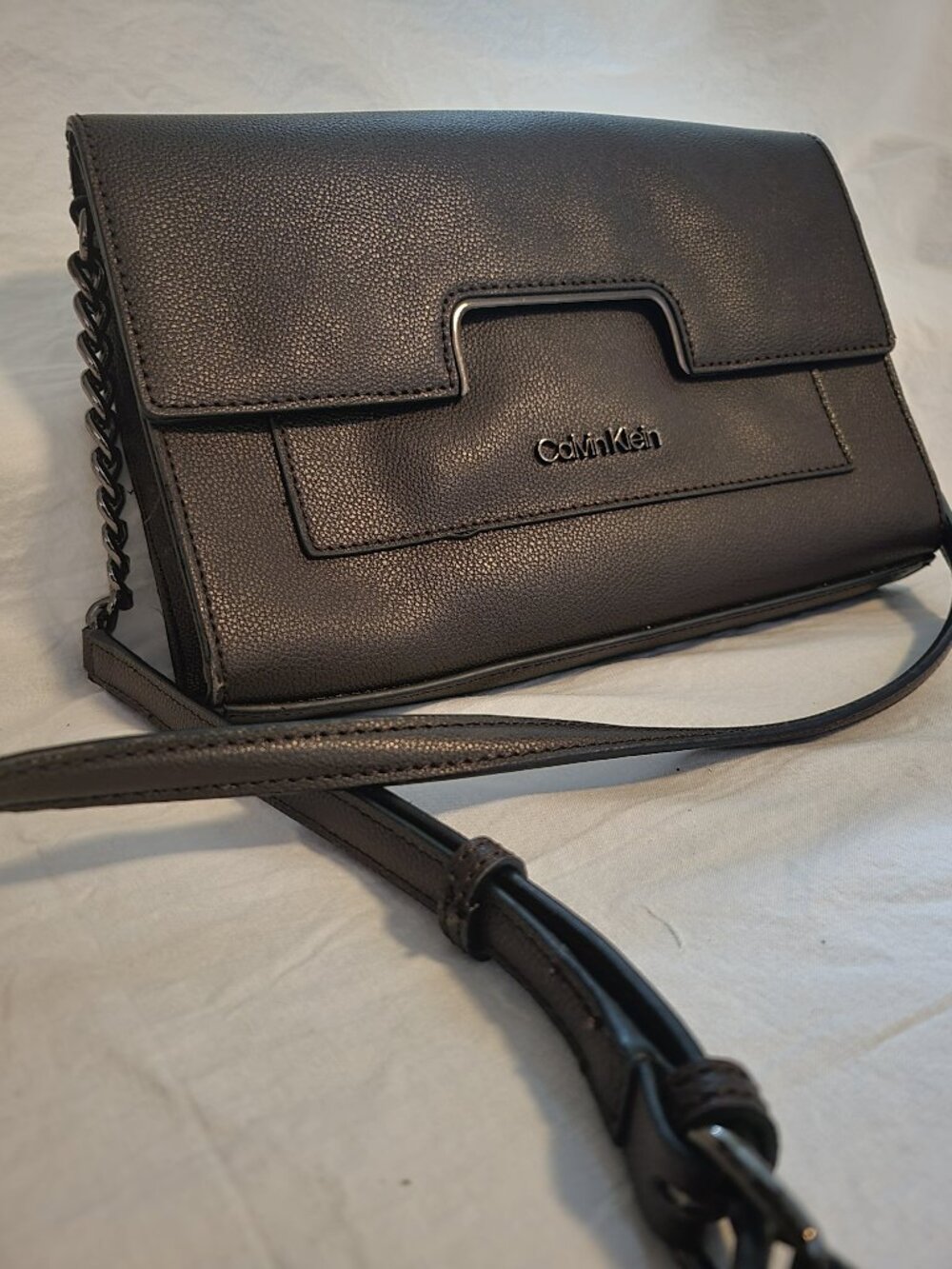 Calvin Klein Saffiano Leather Flap Crossbody